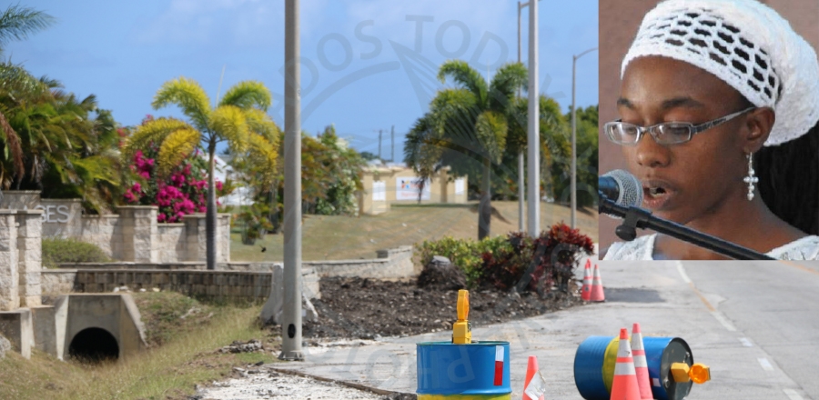 The structure which used to exist at the entrance to the Villages at Coverley has finally been removed. Inset, Felisha Osula Holder. (Picture by Haroon Greenidge.)