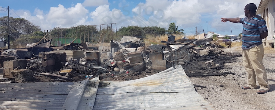 Corville Browne showing the extent to which his Diamond Valley, St Philip home and De Mash Up Bar was destroyed by fire.