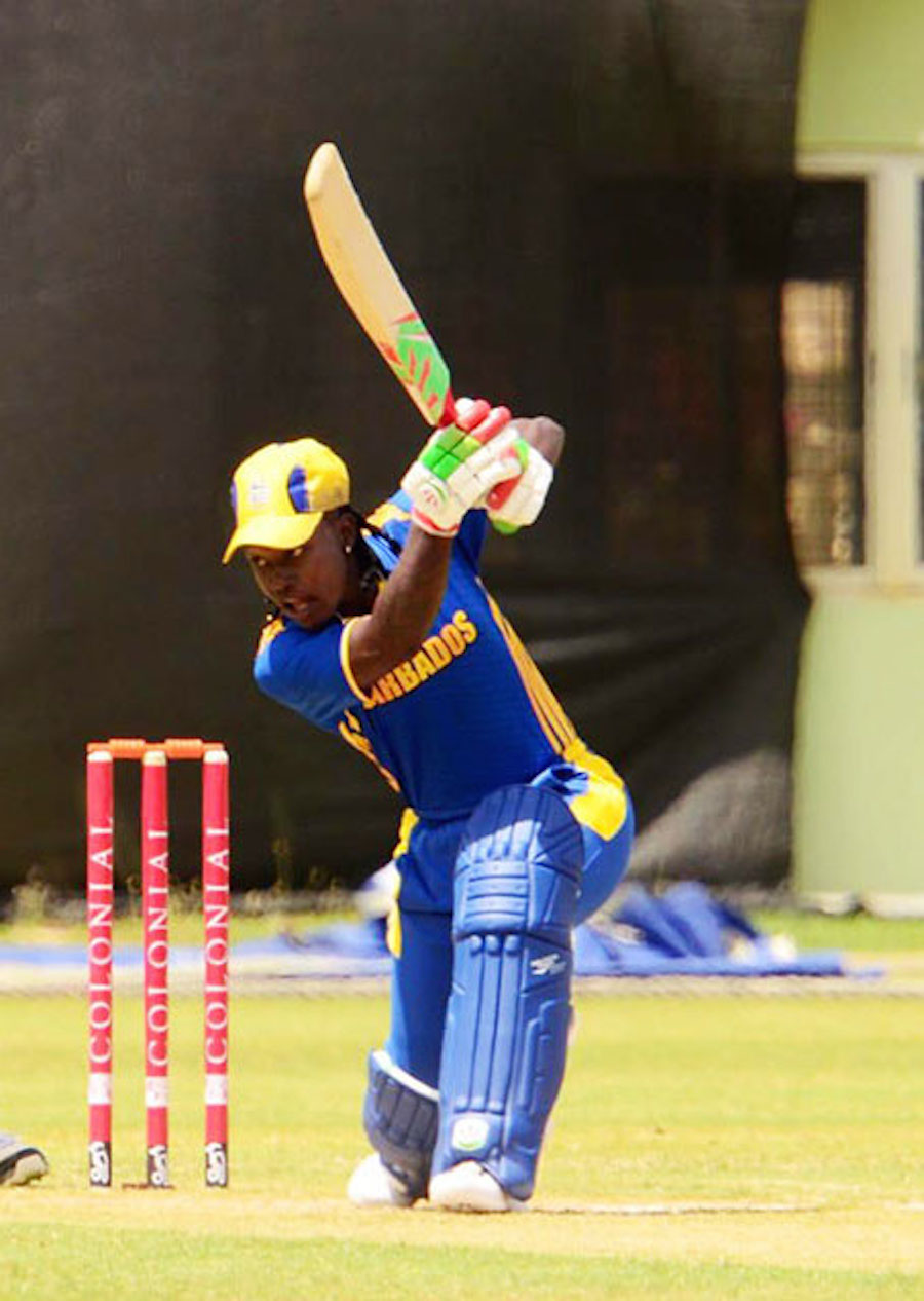 Deandra Dottin slams another boundary during her innings.