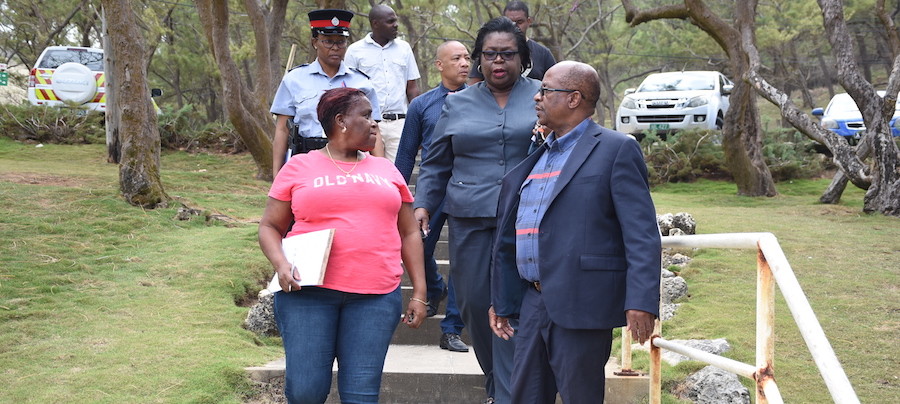 MP for St Andrew, George Payne (right)leading BLP officials, law enforcement and other stakeholders on a site visit at Barclays Park.