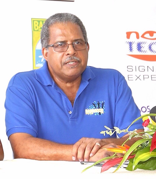 Tony Selby outlining plans for the swimming championships.