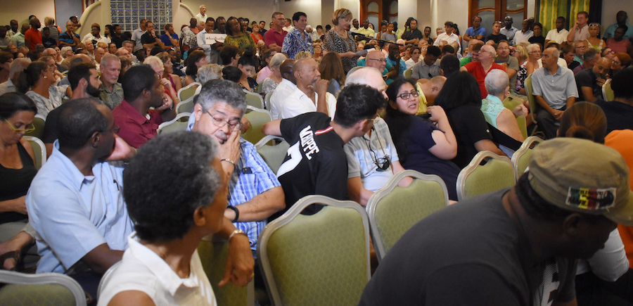 A section of the large crowd at last night’s town hall meeting.