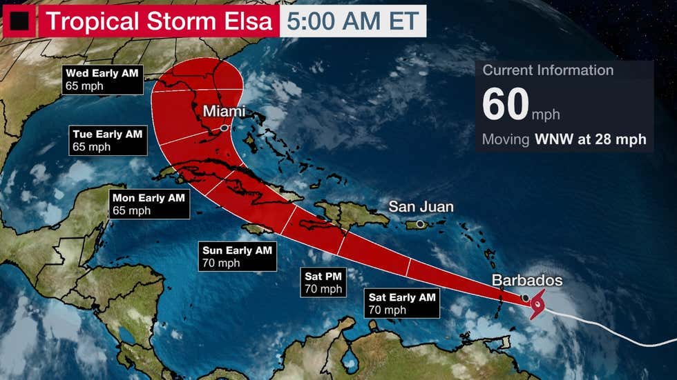 Tracking Elsa: Tropical storm Elsa strengthens - Barbados Today