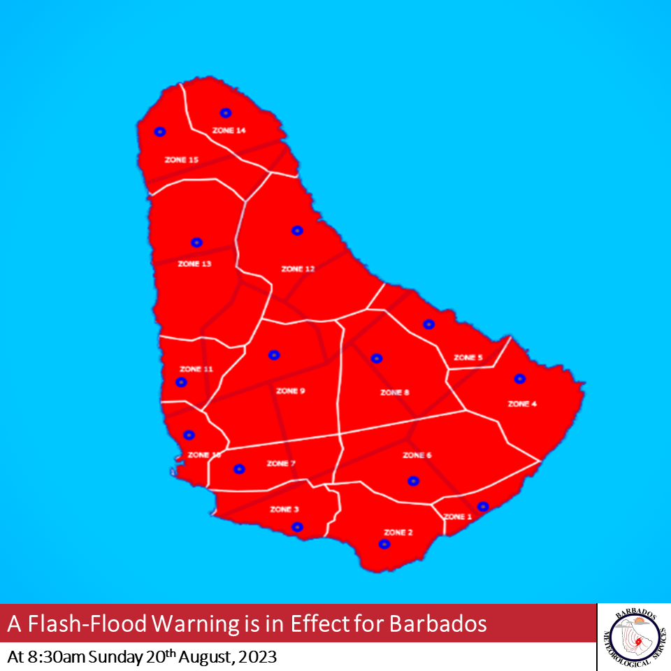 Flash Flood Warning: Conditions and Impacts in Barbados, Updated Alert Message