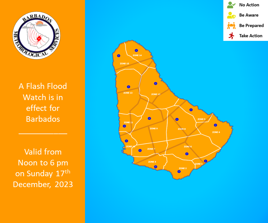 Barbados Meteorological Services Issues Flash Flood Watch for the Island – Rainfall and Potential Hazards