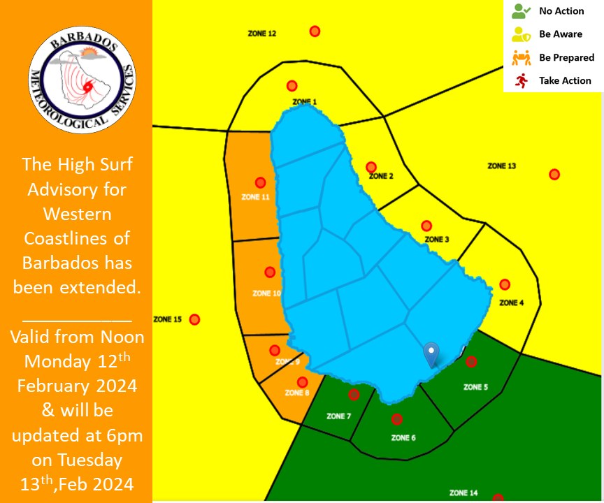 Barbados Meteorological Services Issues High Surf Advisory for Western Coasts