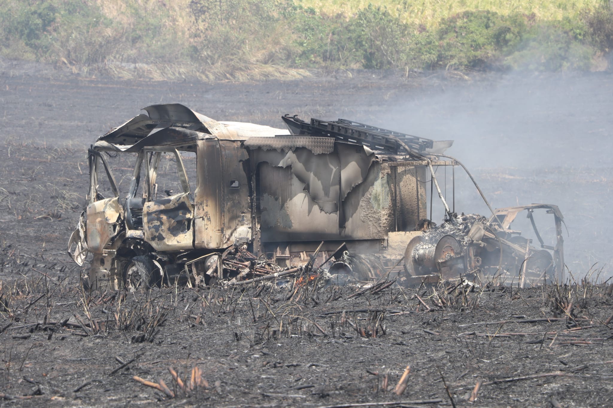 Fire Tender Destroyed in Cane Field Incident at Locust Hall, St George: Update from Officials