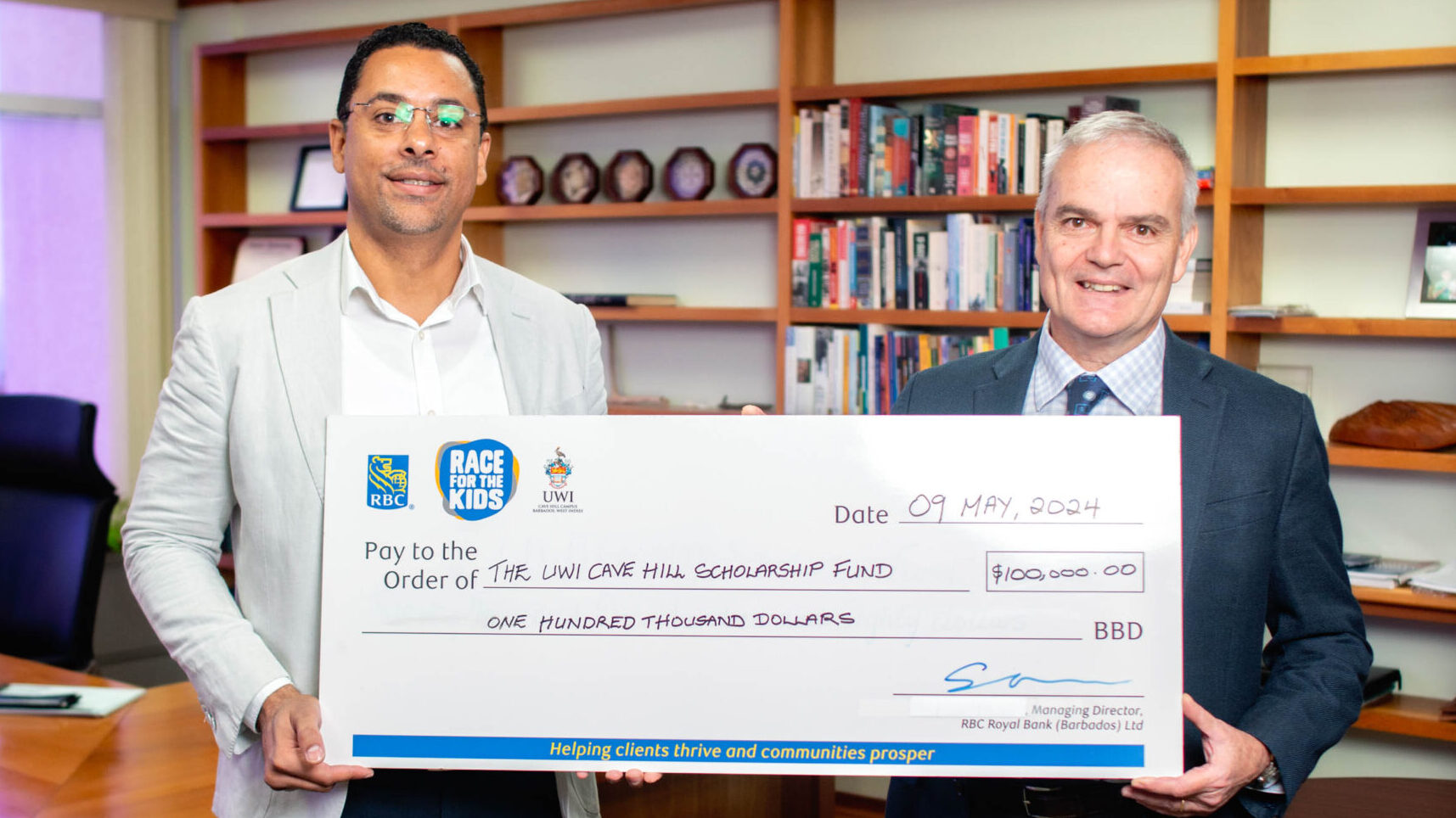 RBC Royal Bank Barbados Supports UWI Cave Hill Students with $100K Donation from RBC Race for the Kids 📊