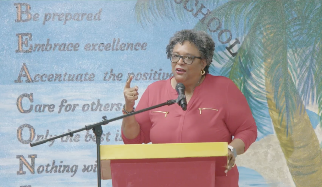 Barbados PM Mia Mottley Vows Action on Crime, Healthcare, & Fisheries at Party Meeting