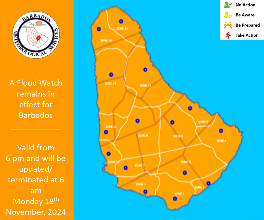 Flood watch overnight for Barbados