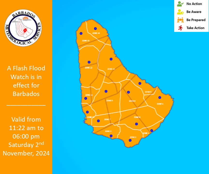 Flash flood watch issued for Barbados