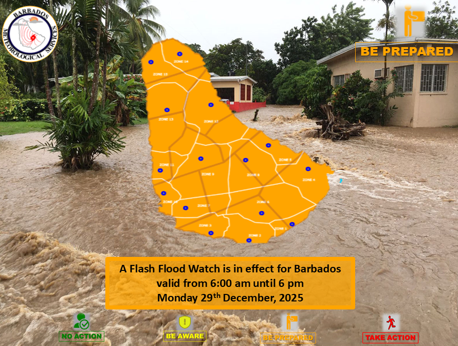 Flash-flood watch in effect across Barbados