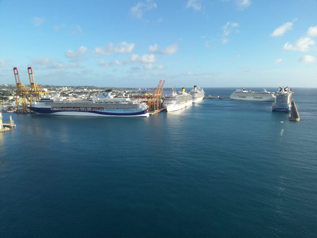 Five cruise ships berth in Bridgetown with nearly 11 500 passengers