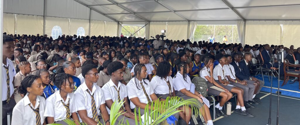 President Bostic urges Combermere students to climb from ‘Lane’ to ‘Hillaby’