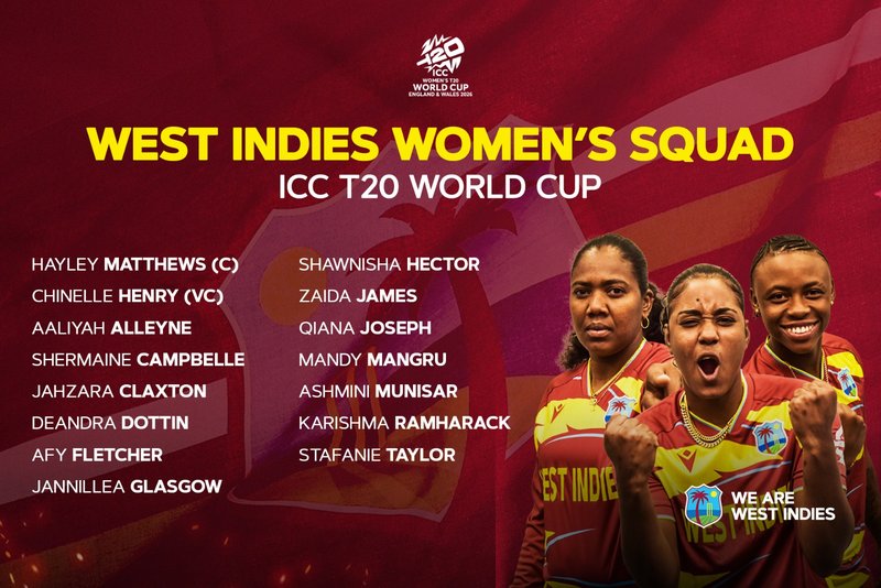 Predictable West Indies Women’s World Cup squad named