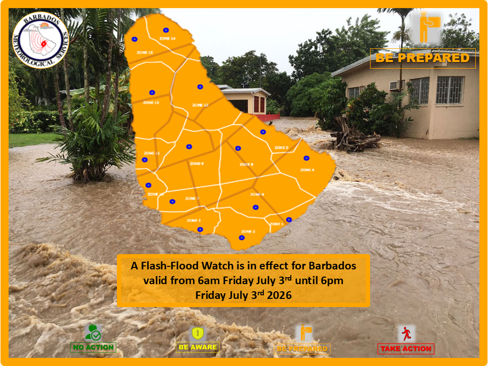 Flash flood watch extended as tropical wave continues to affect Barbados